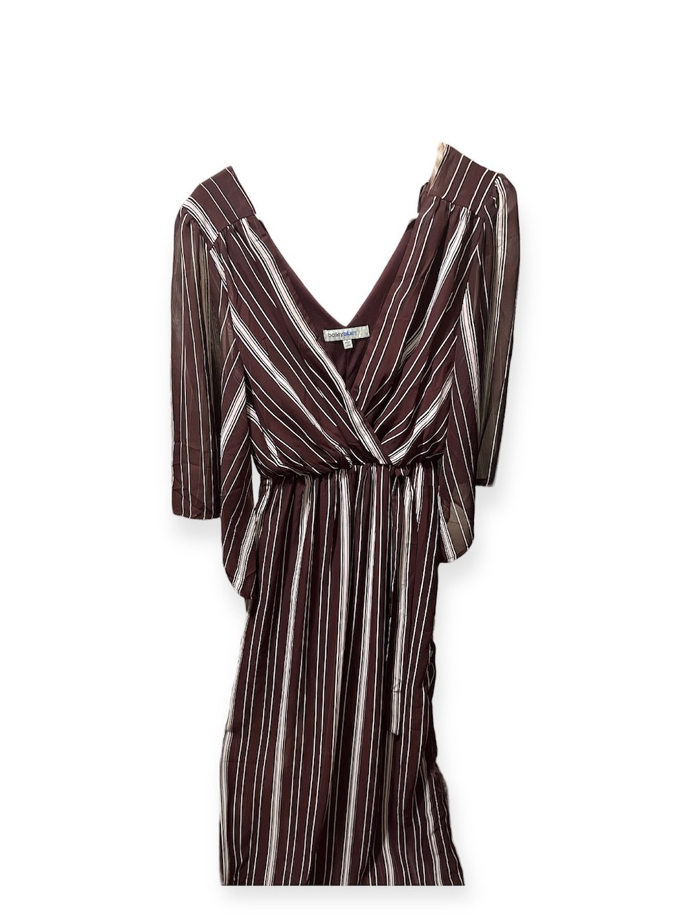 bailey blue Brown and White Striped Wrap Midi Dress Size L